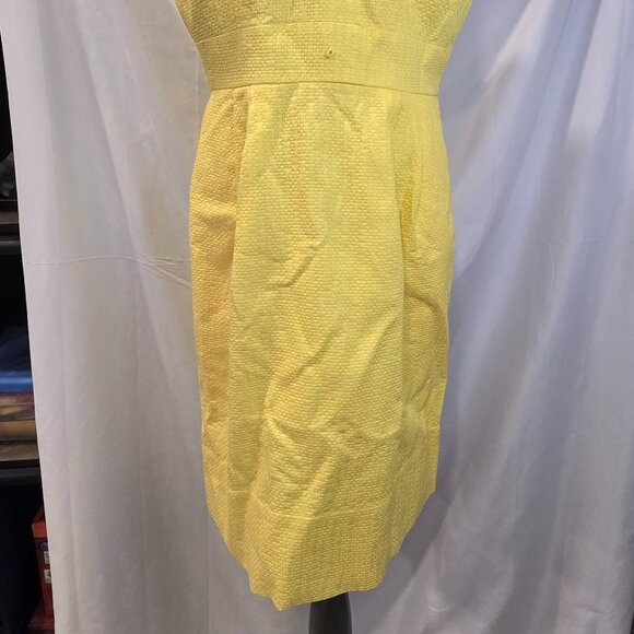 Eliza J New York Dress Yellow Size 12 Ruffles Pockets Lined Cotton - Picture 4 of 10